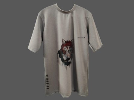 Trisholic T-shirt with a fierce lady pirate holding a sword and compass.