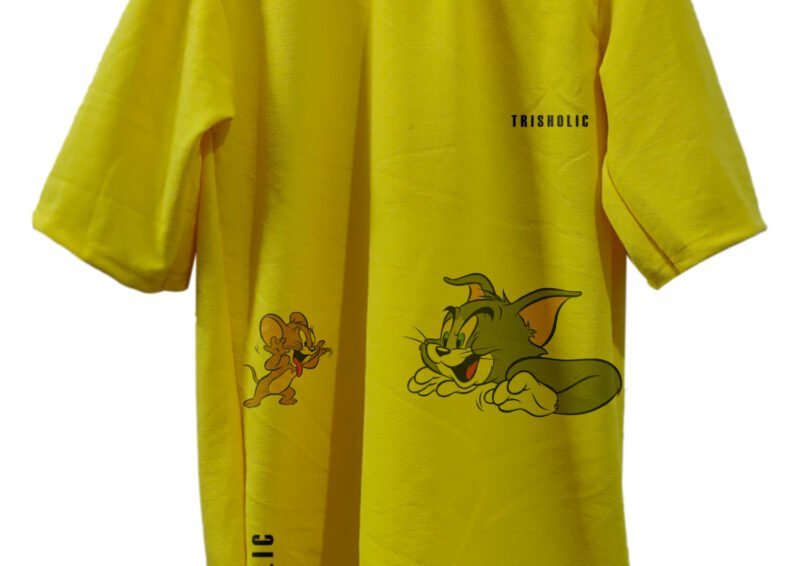 T-shirt with stylized neon Tom and Jerry silhouettes from Trisholic.