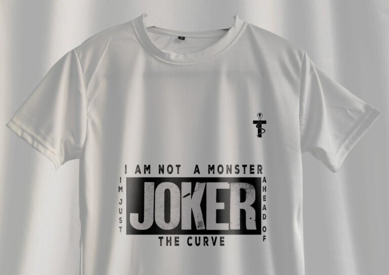 Joker T-shirt laid flat showing front and back design