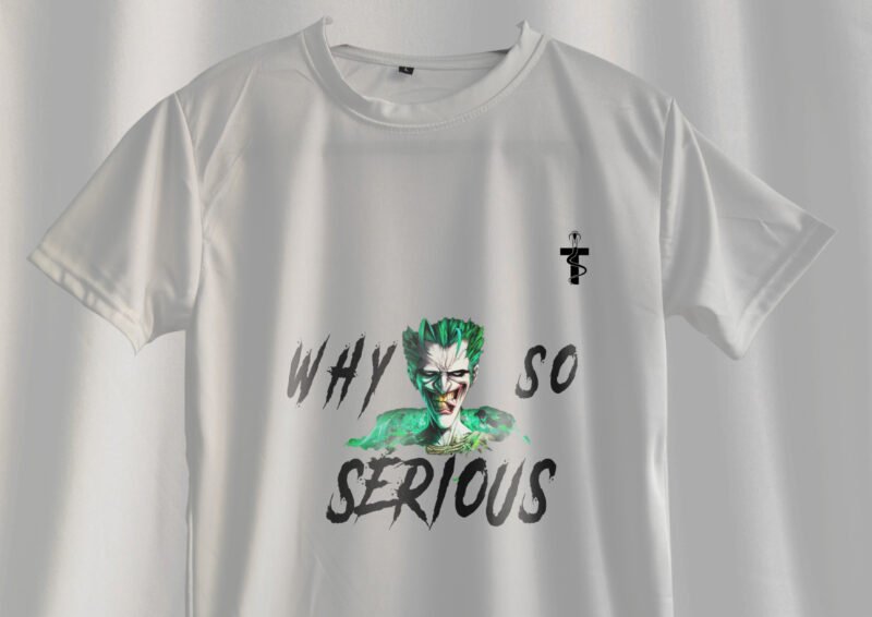 Back view of Joker polycotton t-shirt with glitch design