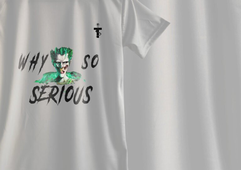 Close-up of Joker dialogue graphic on polycotton fabric