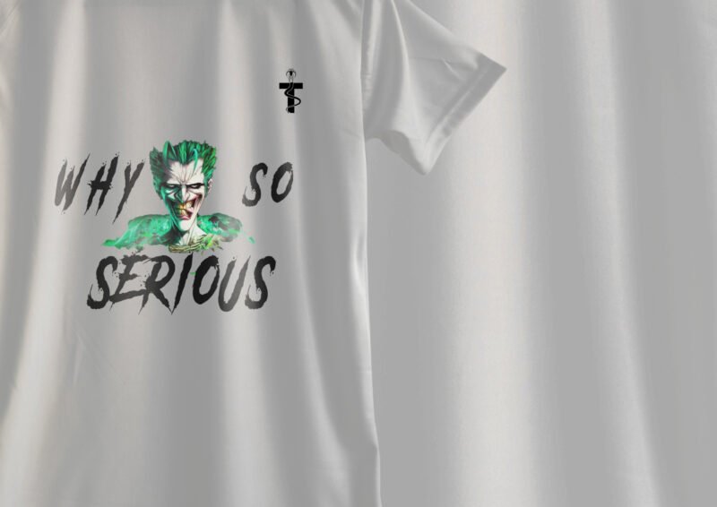 Close-up of Joker dialogue graphic on polycotton fabric