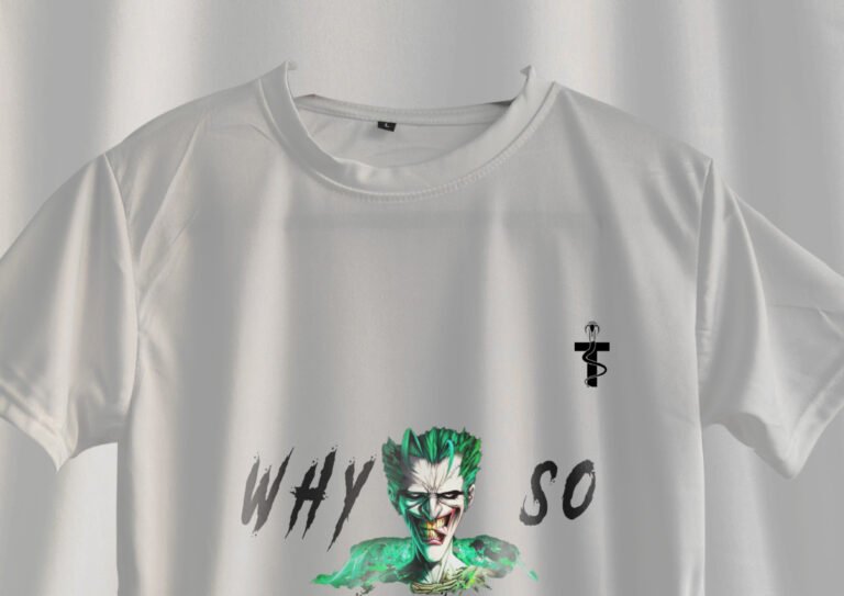 Model wearing Joker series oversized tee styled for gamers