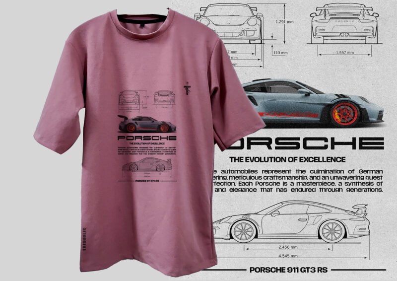Cotton candy color Porsche GT3 RS t-shirt front view