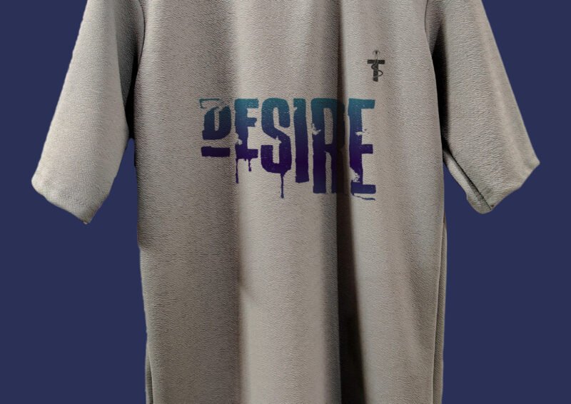 Back of oversized Desire quote printed t-shirt