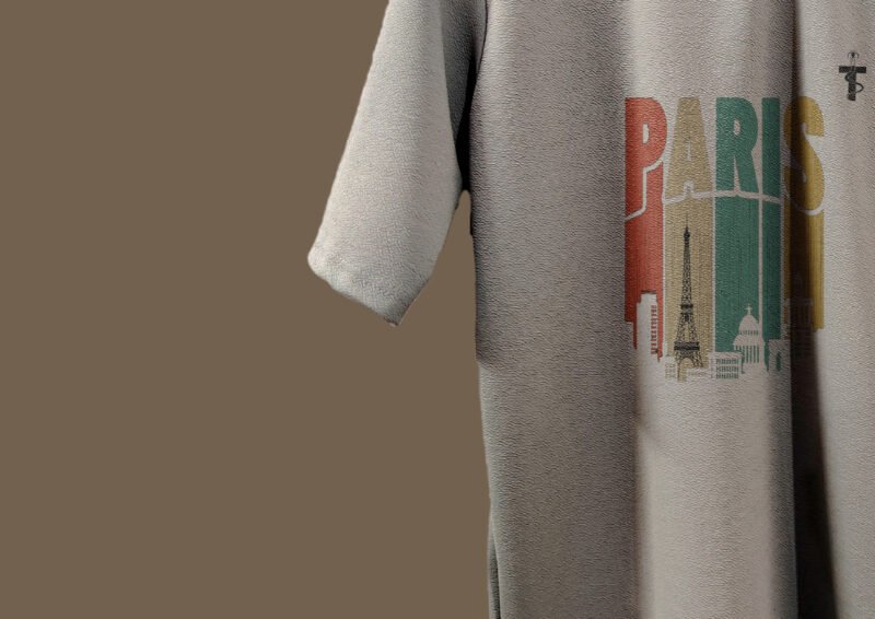 Unisex styling of Paris grey t-shirt by Trisholic