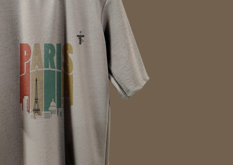 Back view of Trisholic Paris t-shirt in grey