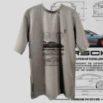 Male and female models in Porsche GT3 RS printed t-shirt