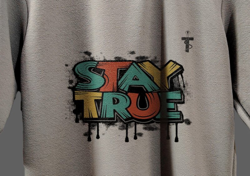 Trisholic tee with Stay True quote styled in urban look