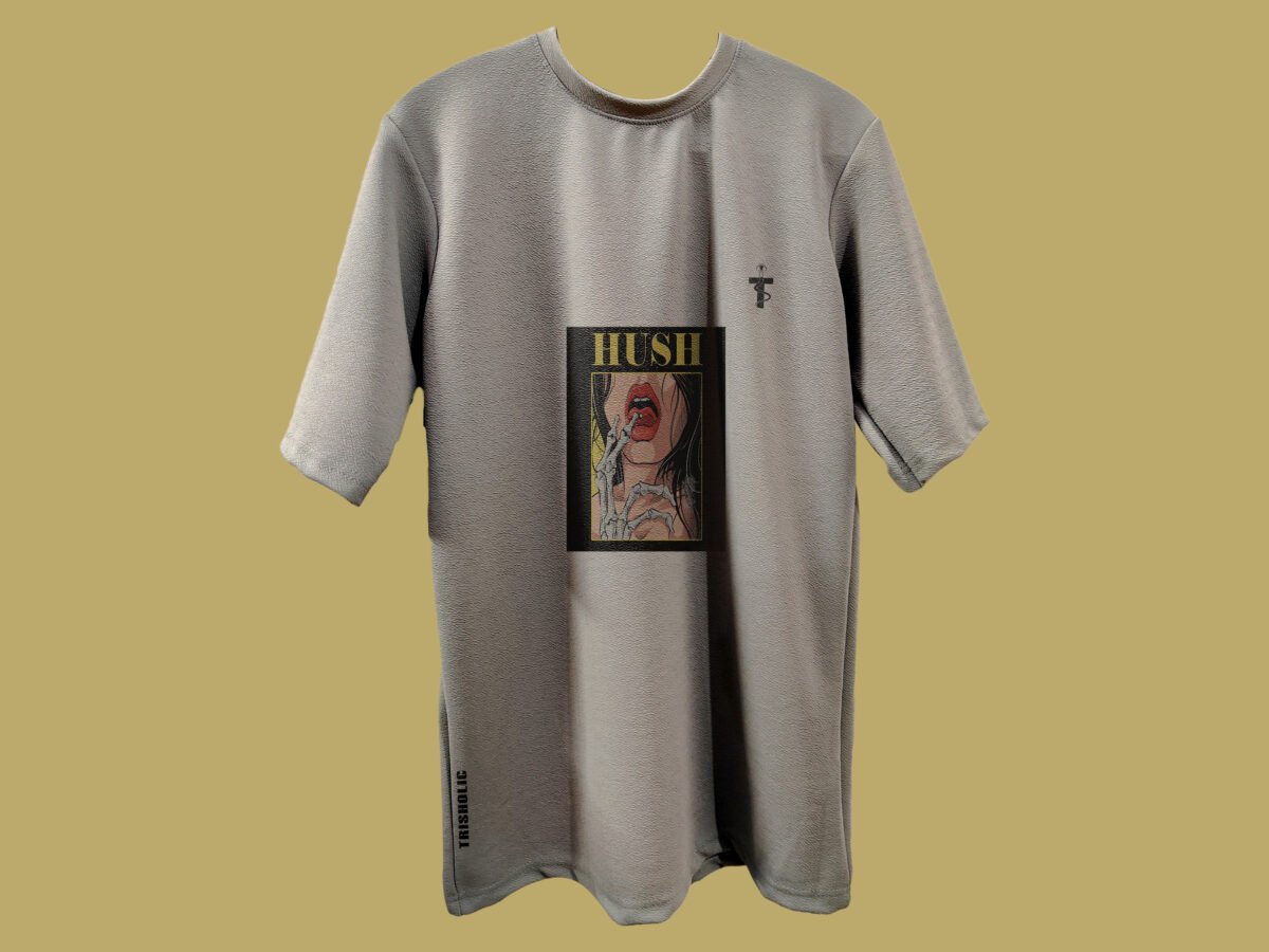 Back view of Hush drop shoulder t-shirt