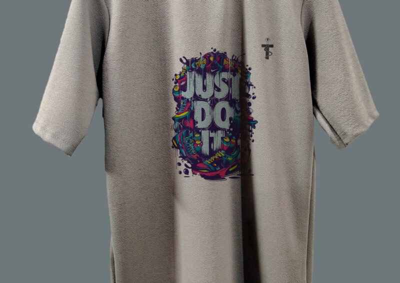 Back view of Trisholic oversized Just Do It tee in grey