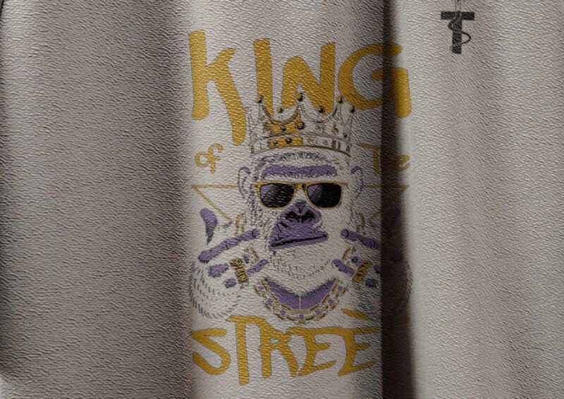 Model wearing King Of Street quote t-shirt