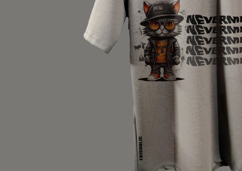 Flat lay of Never Mind quote printed grey t-shirt