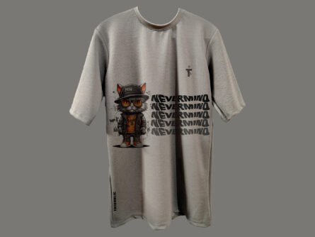 Streetwear look with Never Mind printed t-shirt