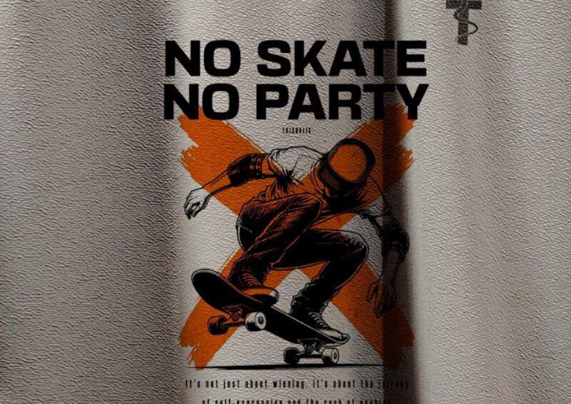 Flat lay of grey streetwear t-shirt