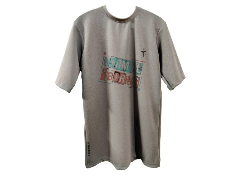 Model wearing Trisholic Normal Is Boring oversized t-shirt