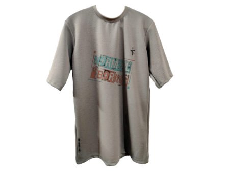 Model wearing Trisholic Normal Is Boring oversized t-shirt