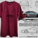 Rear view of elegant red oversized t-shirt