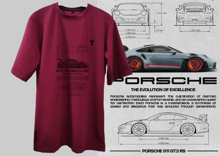 Rear view of elegant red oversized t-shirt