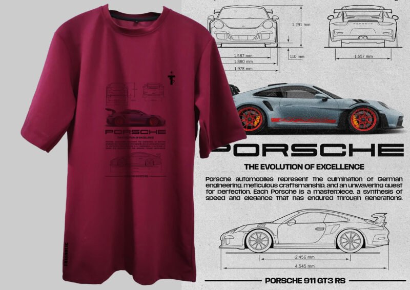 Rear view of elegant red oversized t-shirt