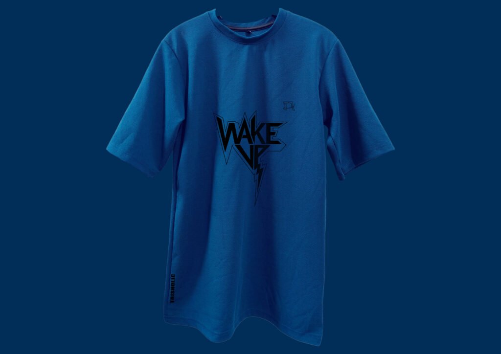 Front View of Blue Oversized Drop Shoulder T-Shirt