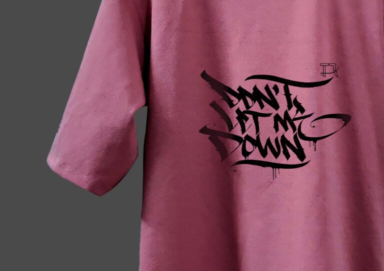 Model Walking Outdoors in Cotton Candy Quote Tee