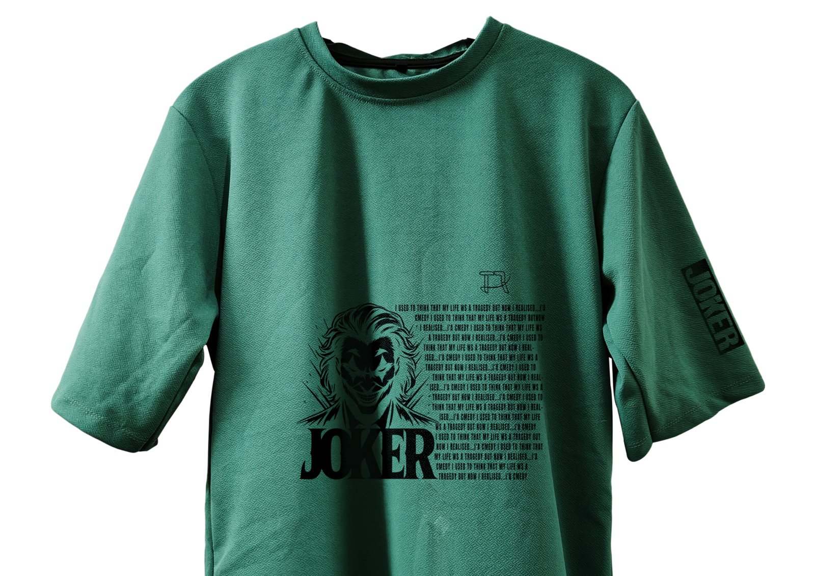Model in Joker tee with green smoke