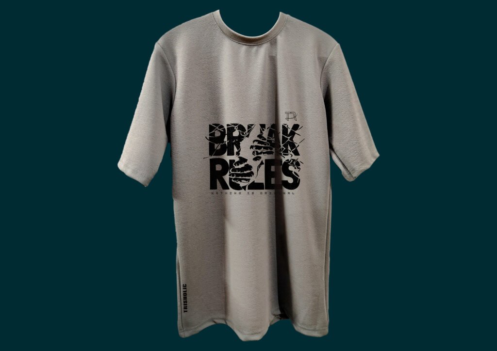 Front View of Oversized Grey Drop Shoulder T-Shirt