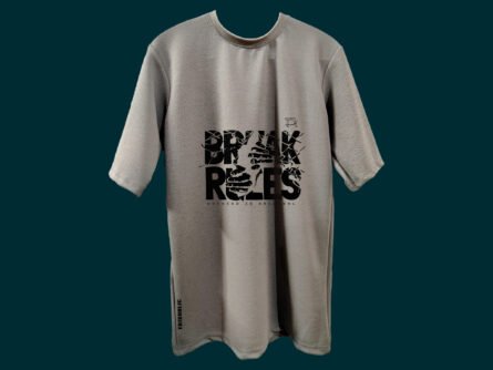 Front View of Oversized Grey Drop Shoulder T-Shirt