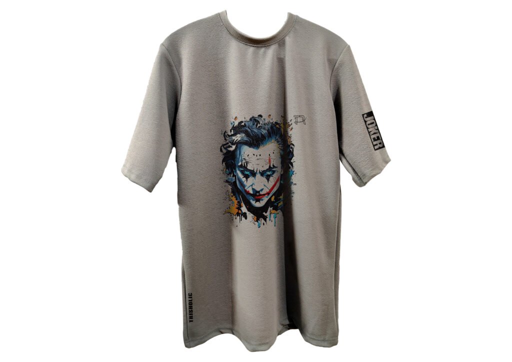 Grey Joker oversized tee flat lay