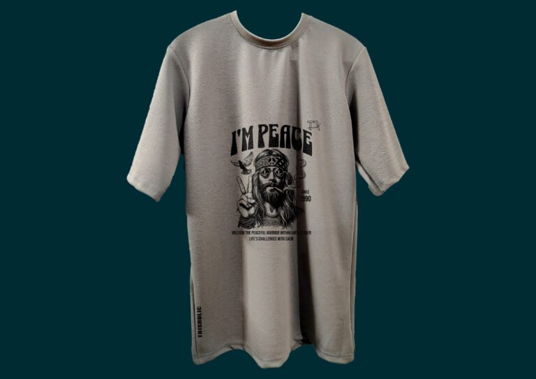 Front View of Oversized Grey Drop Shoulder T-Shirt