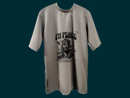 Front View of Oversized Grey Drop Shoulder T-Shirt