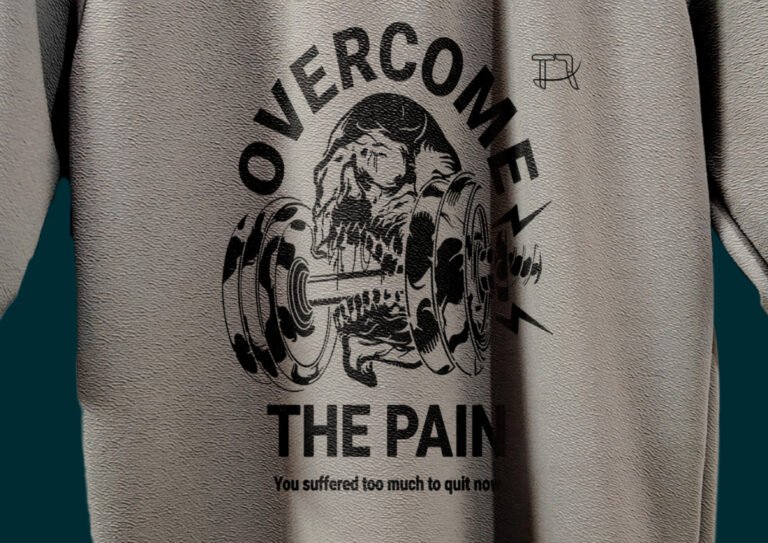 Flat Lay of Grey Tee Showing Quote and Texture