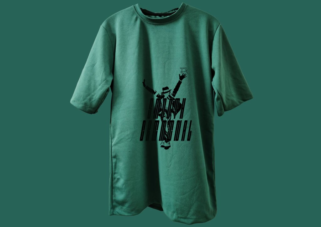 Green oversized MJ quote t-shirt with Smooth Criminal print