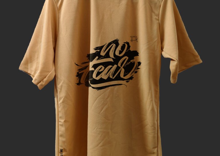 Back View of T-Shirt with “No Fear” Quote Print