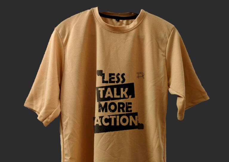 Front View of Peach Drop Shoulder Trisholic T-Shirt Worn by Model