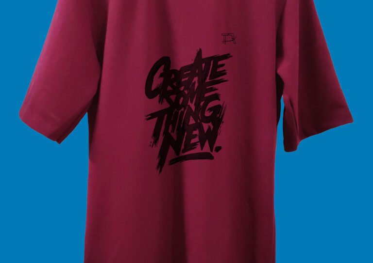 Back of T-Shirt with “Create Something New” Quote Print
