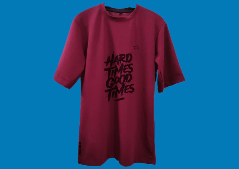 Front View of Trisholic Red Drop Shoulder T-Shirt