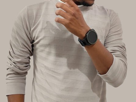 Beige Full Sleeve T-Shirt Front View