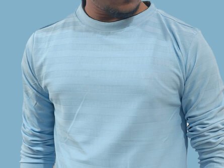 Close-up of elegant blue cotton fabric texture