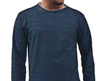 Front view of matte blue full sleeve t-shirt