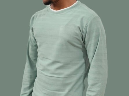 Front view of sea green round neck full sleeve t-shirt