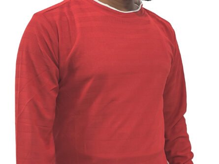 Front view of red round neck full sleeve t-shirt