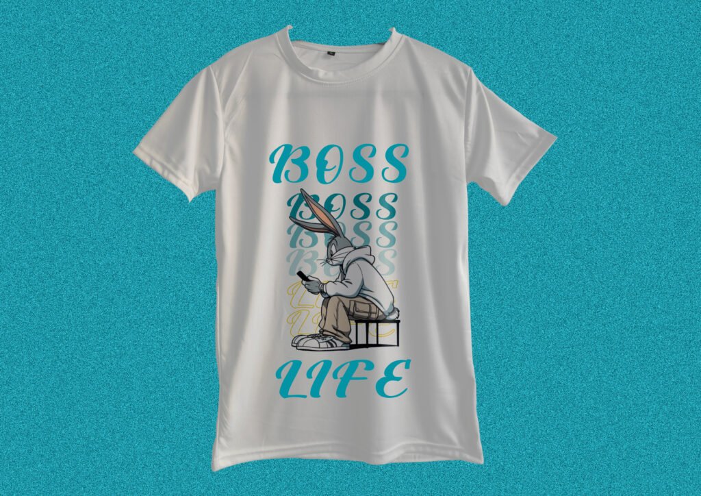 trendy boss life white color slim fit t-shirt for men