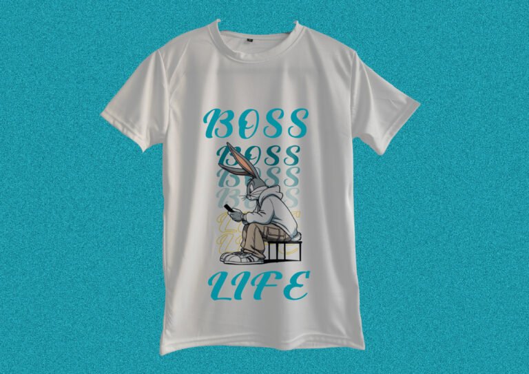 trendy boss life white color slim fit t-shirt for men