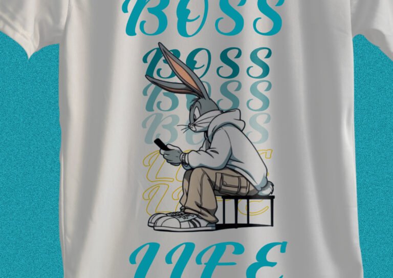stylish boss life white color slim fit men’s t-shirt