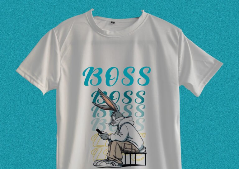 boss life white color slim fit graphic t-shirt for men
