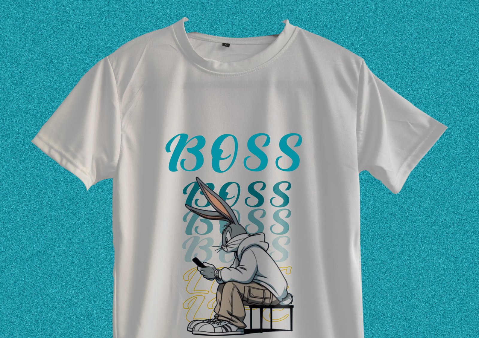 boss life white color slim fit graphic t-shirt for men