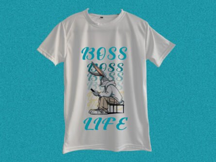 trendy boss life white color slim fit t-shirt for men