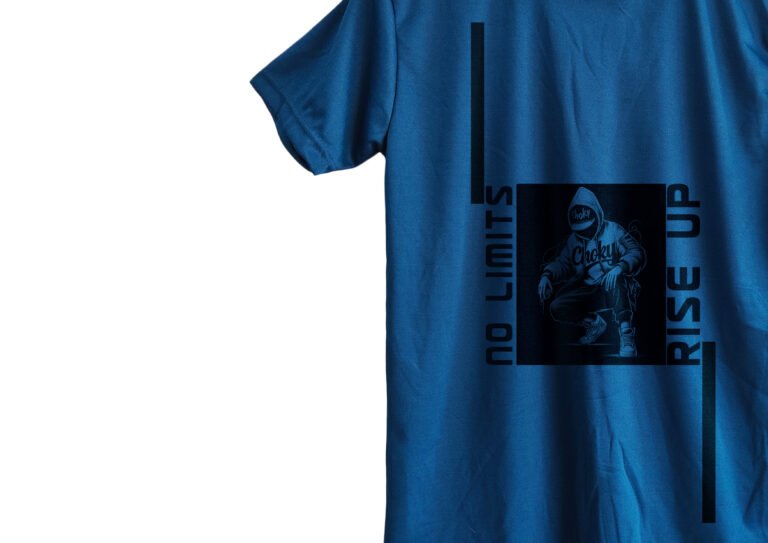 trendy oversized men’s tee, bold rise up shirt, cotton breathable t-shirt, oversized blue fashion shirt, no limits design tee, youth fashion outfit, blue everyday wear tee, modern streetwear cotton shirt, casual oversized men’s tee, stylish graphic t-shirt